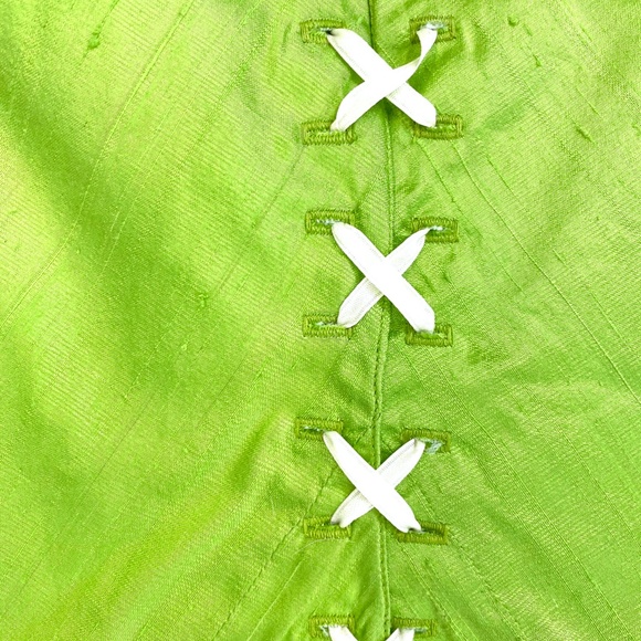 DO YOU LARP? Apple Green Silk Camisole with Lace - Picture 6 of 8